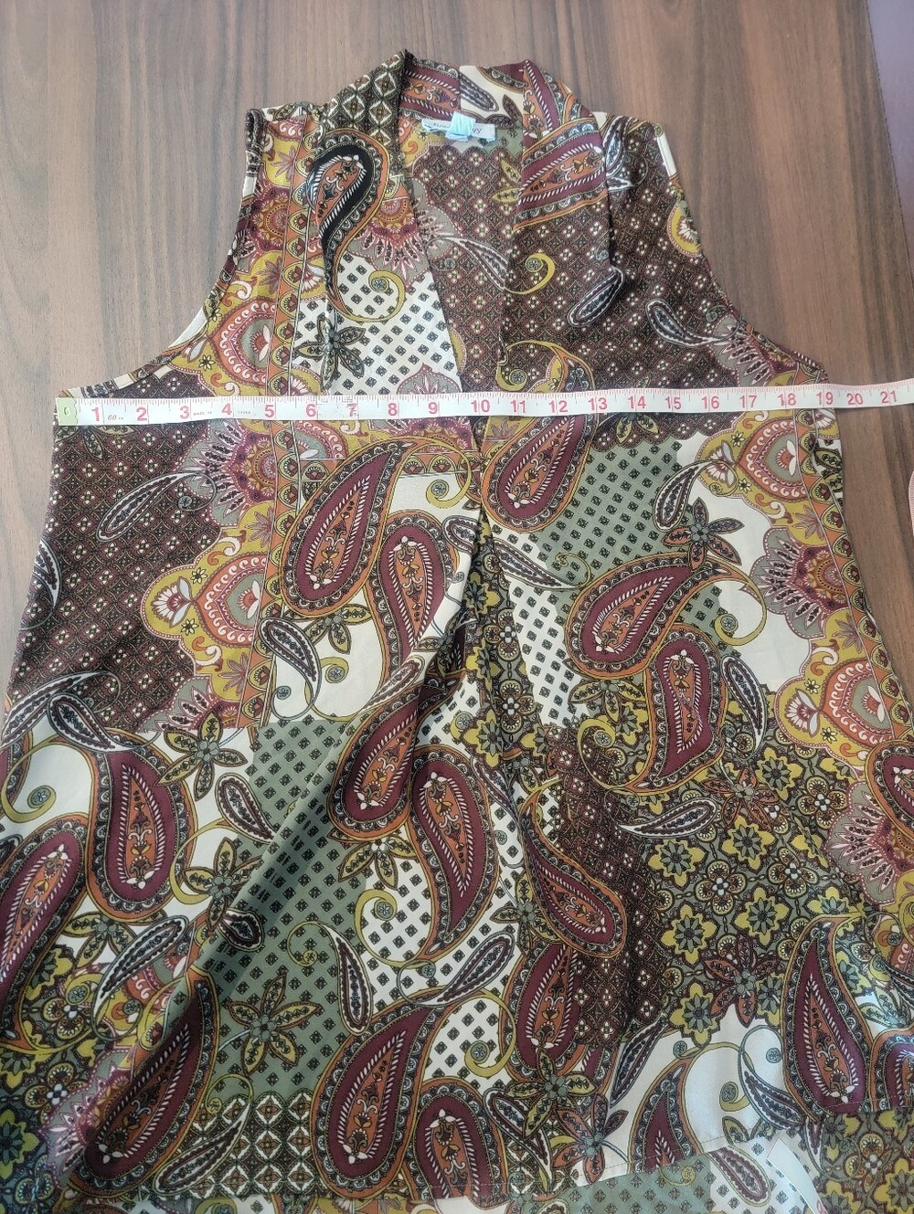 Floral & Ivy Paisley Sleeveless Patchwork Duster Vest S - Picture 6 of 7